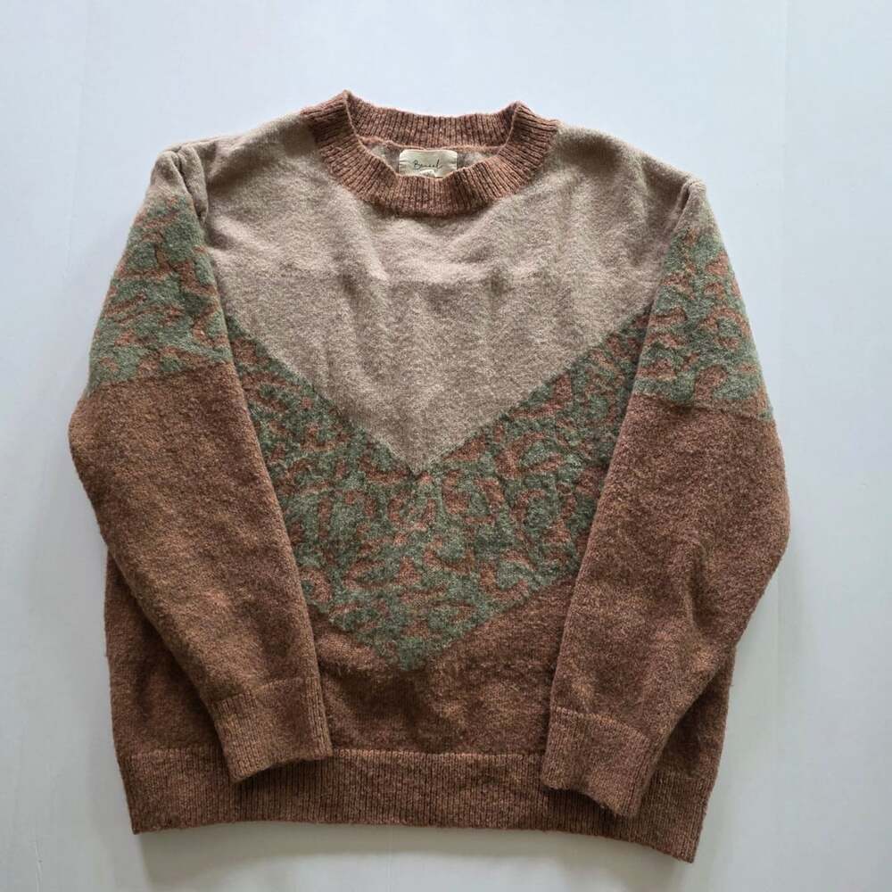 Becul Sweater Size S Colorblock Animal Print Chevron Knit Pullover